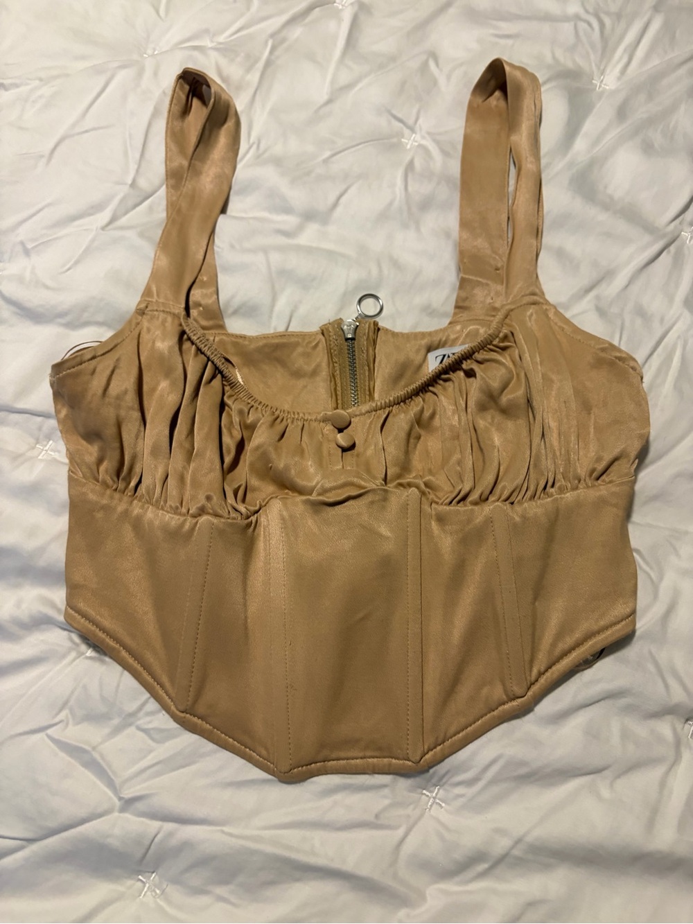 Zara Gold Satin Corset Top